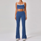 Thin shoulder strap contrasting suspender yoga suit long pants set