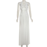 Deep V-neck hanging neck backless dress