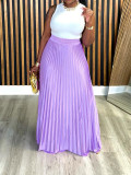 Loose plus size pleated half length skirt