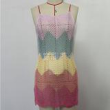 Short Knitted Strap Bag Hip Skirt with Hollow U Neck Knitted Beach Skirt