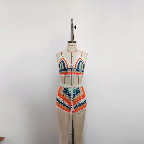 Knitted hollow camisole vest shorts set