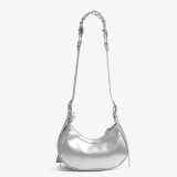 Fashionable Trendy Motorcycle Bag Underarm Bag Riveted Tassel High Grade Wrinkled Bag Single Shoulder Cross Shoulder Women's Bag