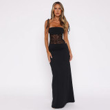 Lace One Shoulder Strap Open Skirt