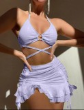 Three piece beach swimsuit set