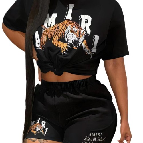Printed short sleeved two-piece set