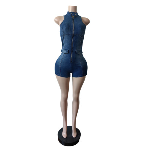 Cowboy elastic jumpsuit vest jumpsuit shorts