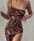 Chiffon camisole sleeveless single shoulder dress