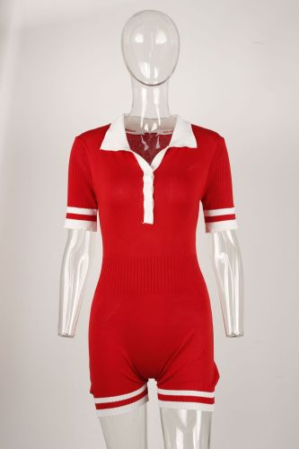 Buckled V-neck short sleeved jumpsuit jumpsuit