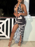 Large striped backless jumpsuit