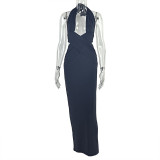 Women's pleated hip hugging one step dress
