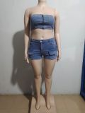 Strapless top with multiple pockets and shorts