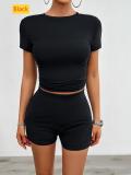 Solid color short pants set