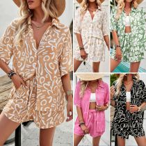 Printed shirt shorts two-piece set
