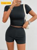 Solid color short pants set