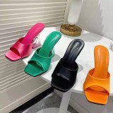 Large high-heeled slippers, square headed women's cool slippers