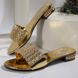 Large size rhinestone slippers