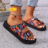 Large thick bottom belt buckle, lightly soaked soft bottom, colorful slippers