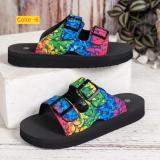 Large thick bottom belt buckle, lightly soaked soft bottom, colorful slippers
