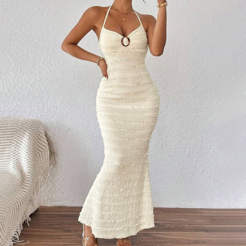 Temperament V-neck halter tied dress