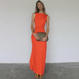 Metal decorative hip hugging sleeveless dress