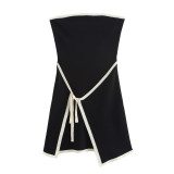 Knitted strapless short skirt lace up dress