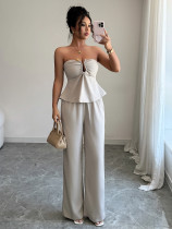 Strapless straight leg pants set