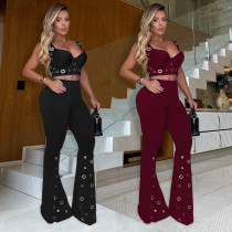 Sexy Top Wide Leg Pants Two Piece Set