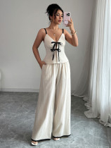 Two piece set of camisole vest wide leg pants