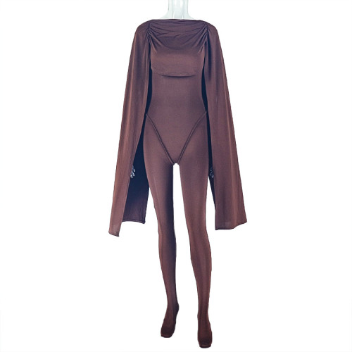 Tie up tight fitting jumpsuit with pleated sleeveless one-piece collar