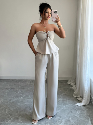 Strapless straight leg pants set