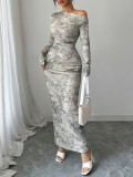 Shoulder long sleeved women's bag buttocks skirt set