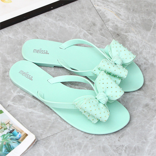Bow shaped crystal jelly slippers, flip flops
