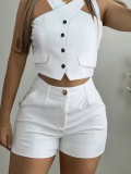 Sleeveless halter top and shorts set