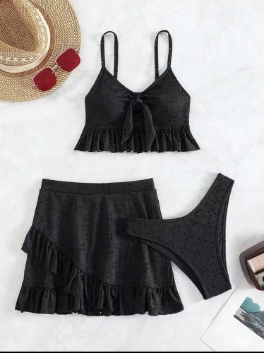 Beach skirt bikini three piece swimsuit set