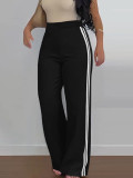 Side striped high waisted straight leg pants