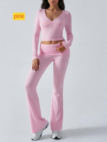 Knitted long sleeved long pants two-piece set