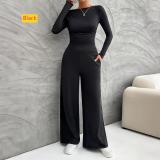 Long sleeved shirt, wide leg pants set