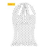 Polka dot neck strapless vest with black fungus edge hem and suspender top