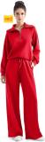 Sports zipper long sleeved sweatshirt wide leg pants two-piece set