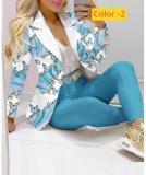 Printed long sleeved small suit+two-piece pants set