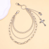 Multi-layer chain skull and cross pants chain pendant decoration