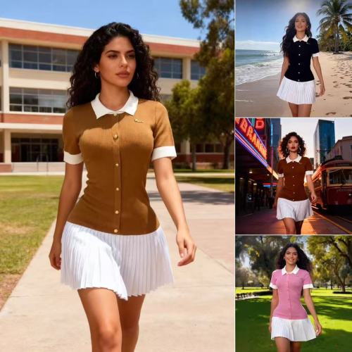 Color blocked lapel knit dress