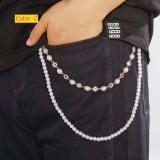 Diamond studded pearl pants chain set