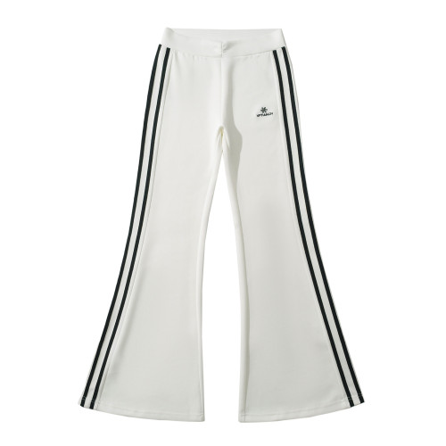 Low waisted patchwork elastic sports micro flared pants