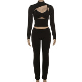 High neck long sleeved top and pants set
