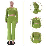 Hollow knit three piece set