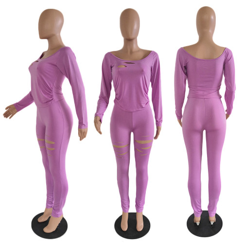 Burnt flower and long sleeved pants set