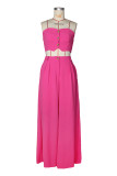 Elastic strapless vest wide leg pants set