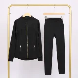 LU847860243134-1 9-inch pants set, gold zipper jacket, yoga suit