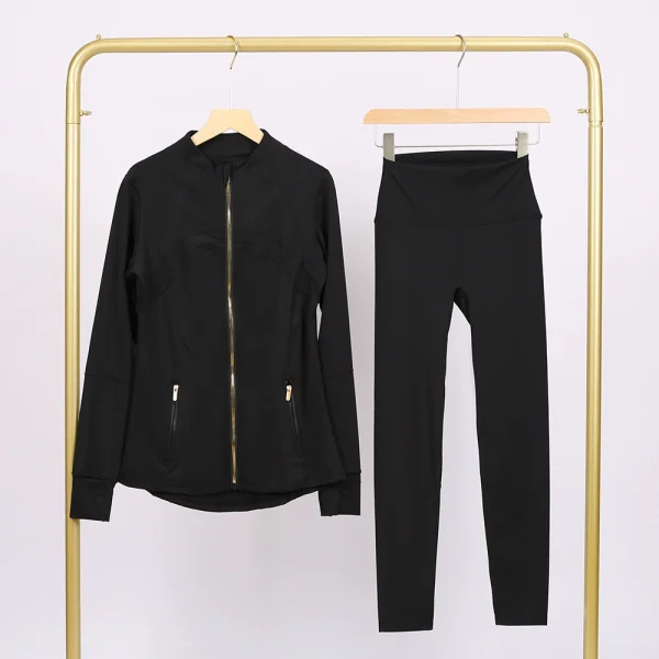 LU847860243134-1 9-inch pants set, gold zipper jacket, yoga suit